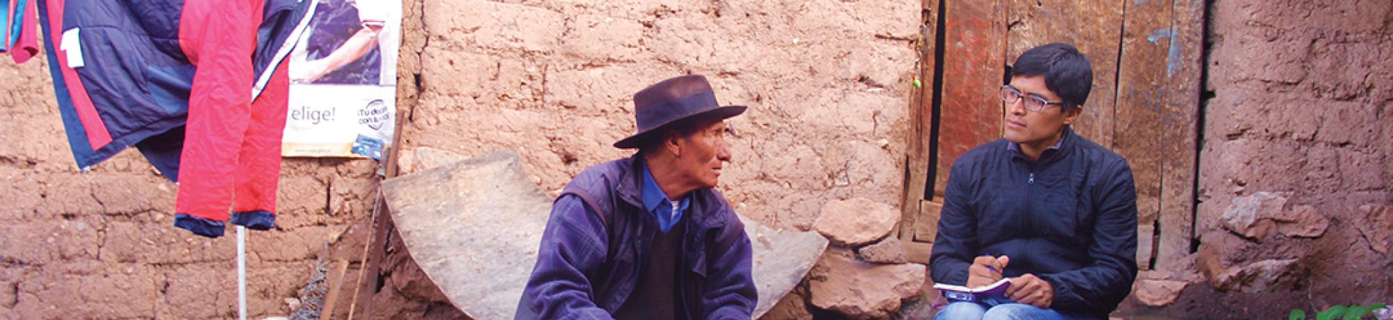 UC Davis graduate student interviewing a villager in Peru