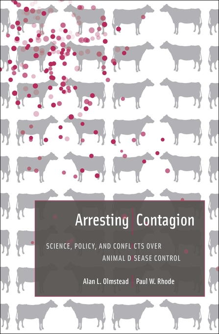 book cover showing silhouettes of cows, some splattered with spots
