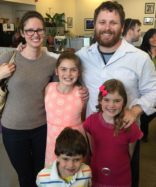 Photo: family in newsroom
