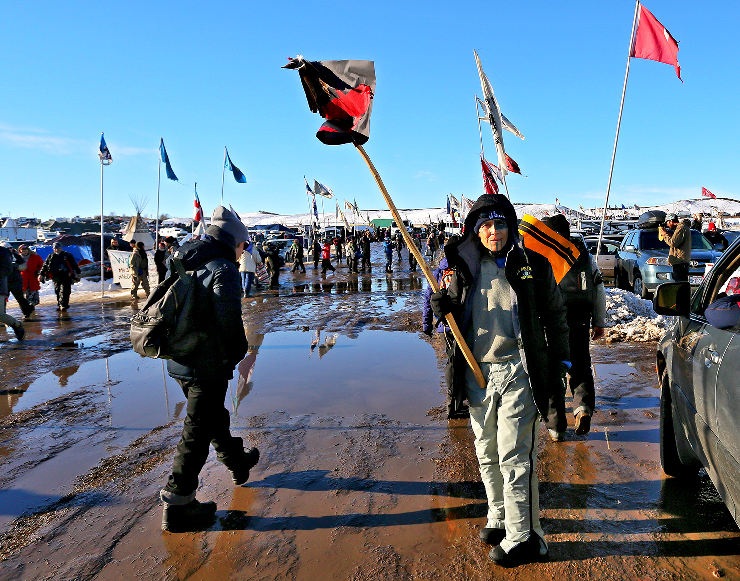 Photo of standing rock protesters by UC Davis Gorman Museum director Hulleah J. Tsinhnahjinnie 