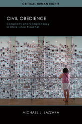Book cover showing woman looking at wall of small portrait photos