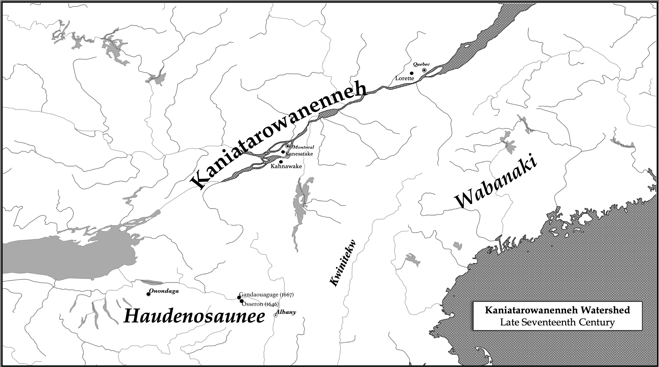 Map showing the St. Lawrence River watershed in North America