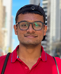 Rohan Srinivas, male student wearing red shirt