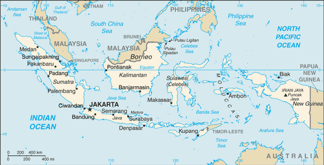 map on Indonesia 