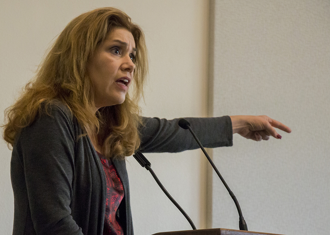 Photo: historian at podium