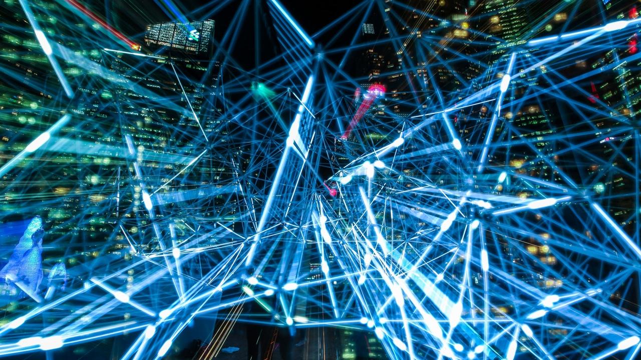 Photo of blurred blue lights