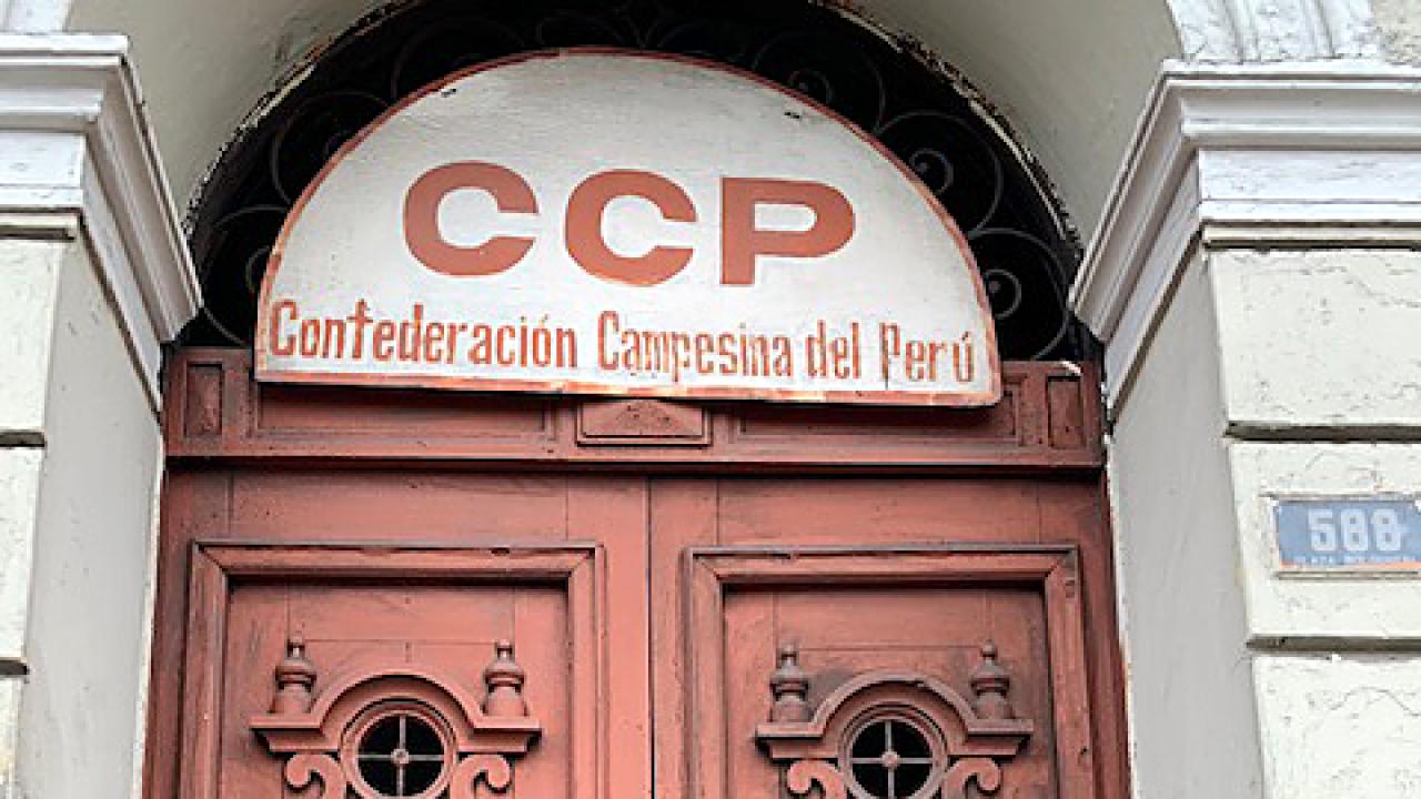 UC Davis historian Charles Walker has received a grant to digitize records now behind closed doors of the Peruvian Peasant Confederation (Confederación Campesina del Perú, or CCP) and make them accessible online. (Photo courtesy of Charles Walker) Photo of doorway and sign that reads CCP and Confederación Campesina del Perú