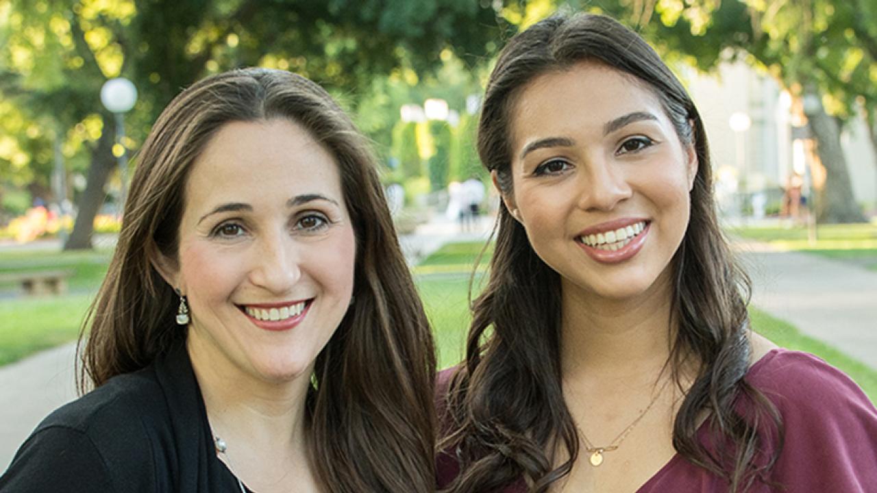 Mindy Romero (B.A., political science and sociology, '01; Ph.D. '14) and Isabella Romero (B.A., communications, '17)