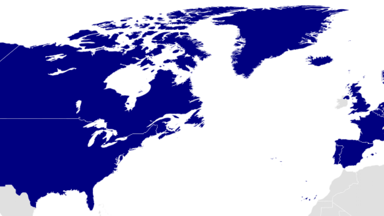 Map showing NATO member countries