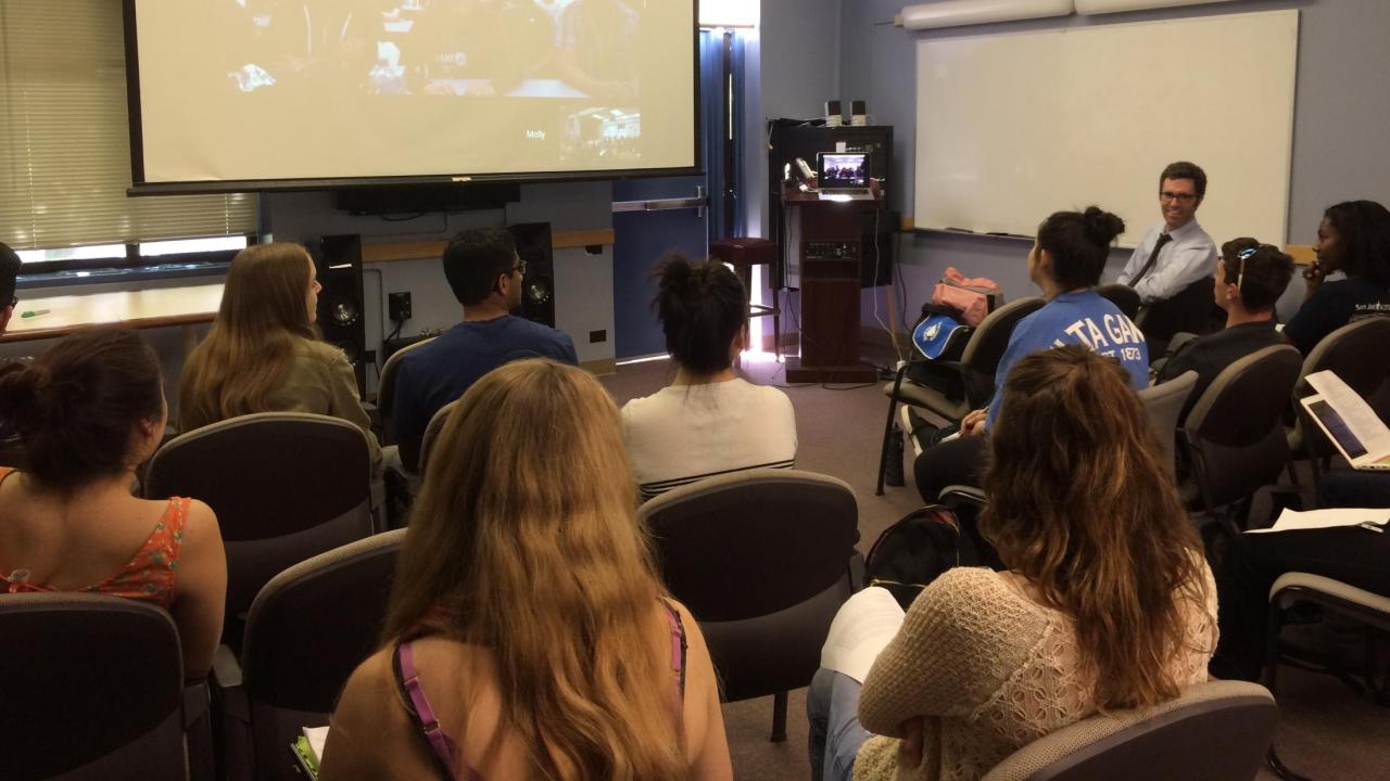 UC Davis and Diné College students teleconference. UC Davis writing class talks to students at college in Arizona