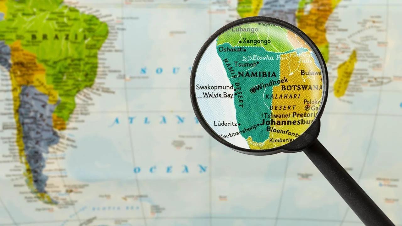 Map showing Namibia