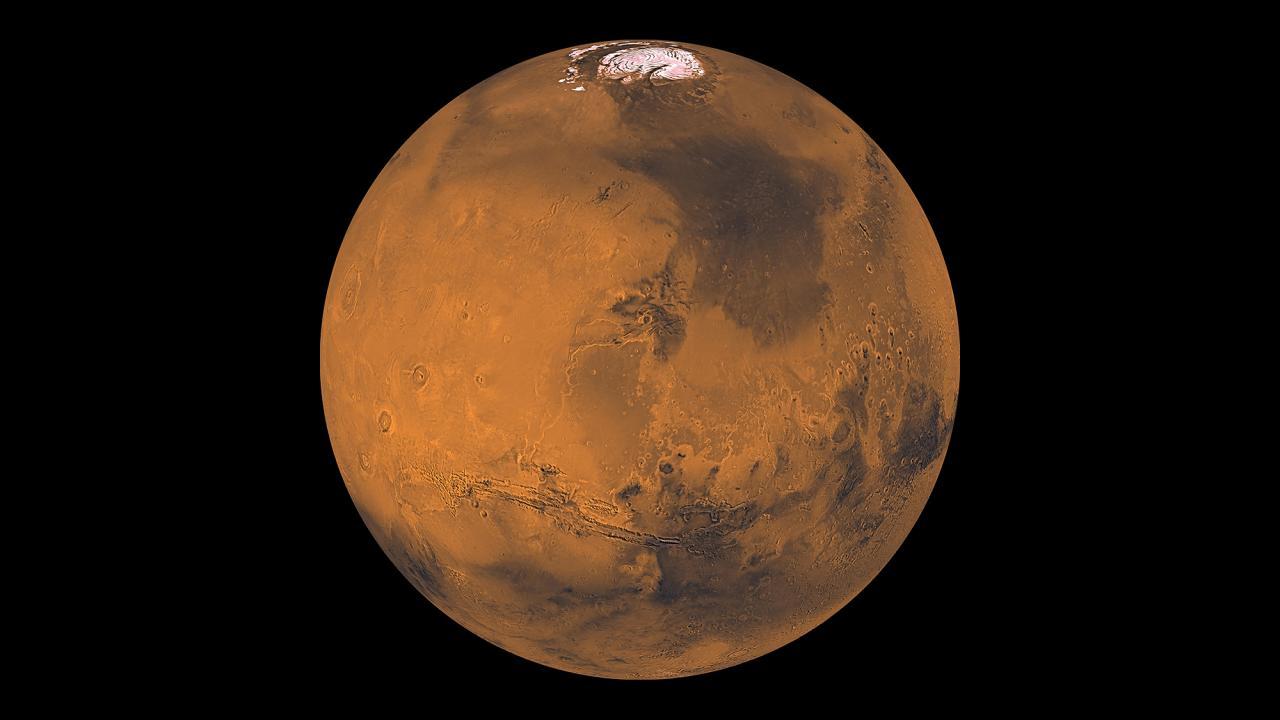 Mars in space.
