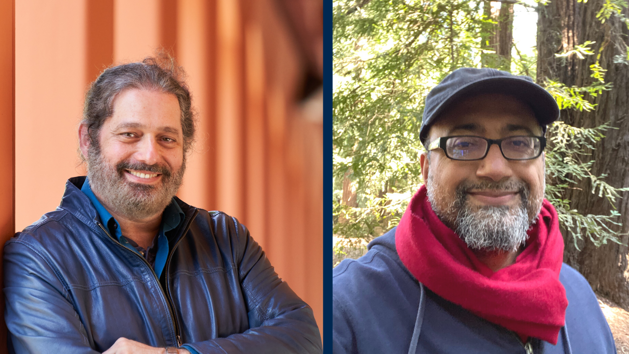 Side by side photos of two UC Davis professors standing outdoors