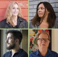 photo of four lecturers in the creative writing program Val Brelinski, Rae Gouirand, Greg Glazner and André Naffis-Sahely 