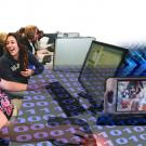 Photo Illustration: collage of students with computers, handheld device