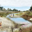 Rendering of what Alameda Creek might look like after Public Sediment project by UC Davis designers