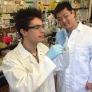 Graduate student Gabriel Rodriguez (left) and Professor Shota Atsumi.