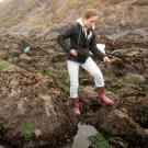 Siena Watson, a marine and coastal science major, searches the pool during a summer class for undergraduate at Bodega Marine Lab at Pinnacle Gulch Tide Pools.