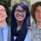 Three head shots of College of Letters and Science students participating in this year's UC Davis Grad Slam
