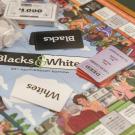 Close-up of new version of Blacks & Whites game