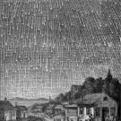 A black and white image of the 1833 meteor storm