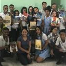 Cindy Santisteban poses with a group of students from Colombia.