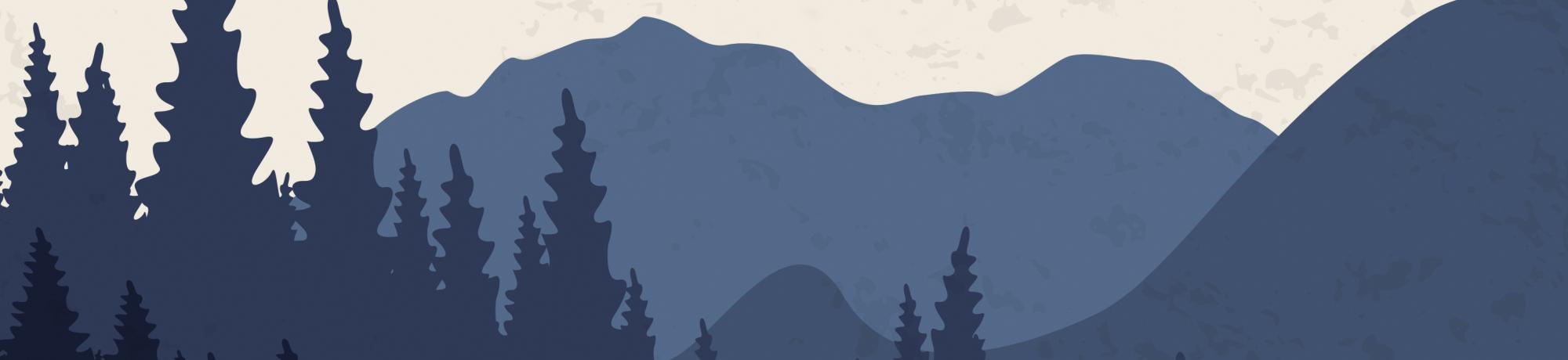 Illustration of forest and mountain range