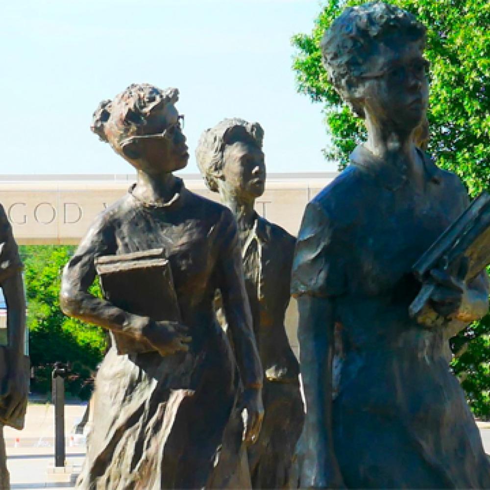Statue featuring African American students