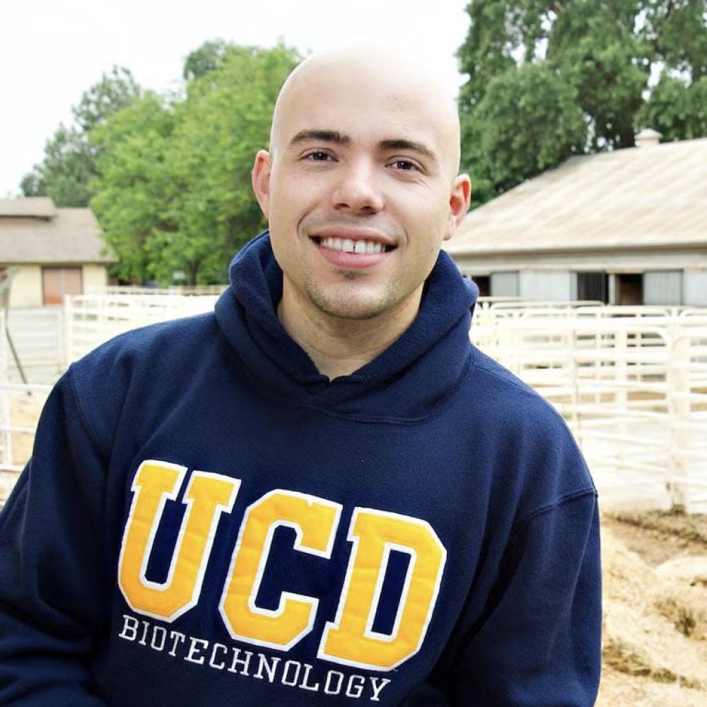 Student in UCD hoodie