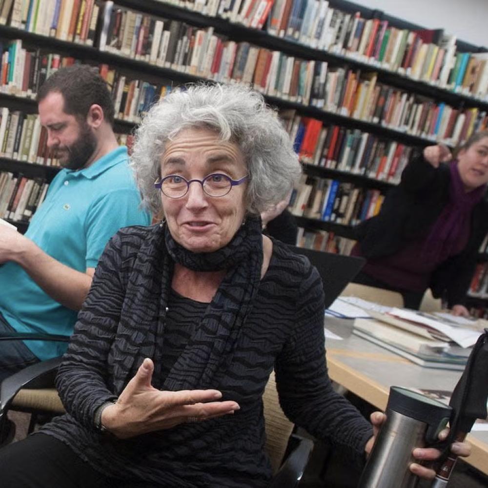 Mature woman in library