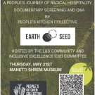 Poster for "EARTH SEED" documentary screening and Q&amp;A — May 21, Manetti Shrem Museum
