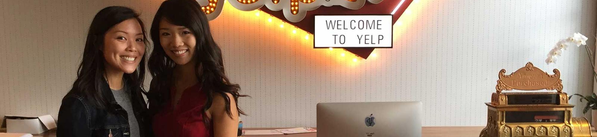 UC Davis graduate Julia Nguyen, left, hired fellow Aggie Sarah Ng for her Yelp recruitment team. (Julia Nguyen courtesy photo)