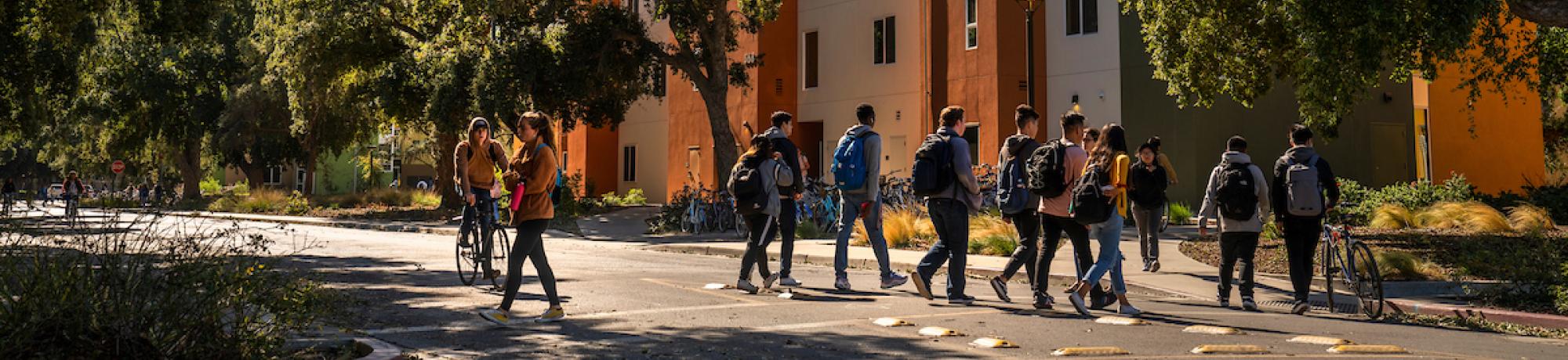students walking on campus